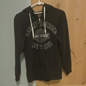 Harley-Davidson Black and White Zip-Up Hoodie